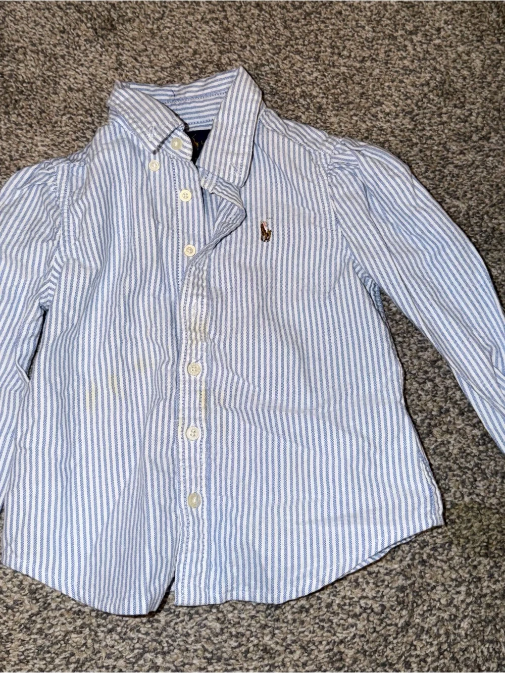 Ralph Lauren Light Blue & White Striped Kids Button-Down Shirt